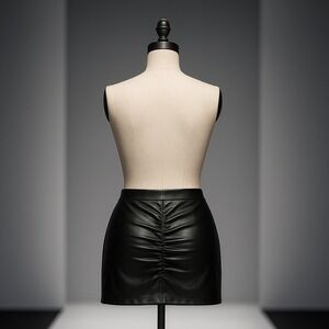 Fashion‎ Nova Black Faux Leather Mini Skirt Ruched Bodycon